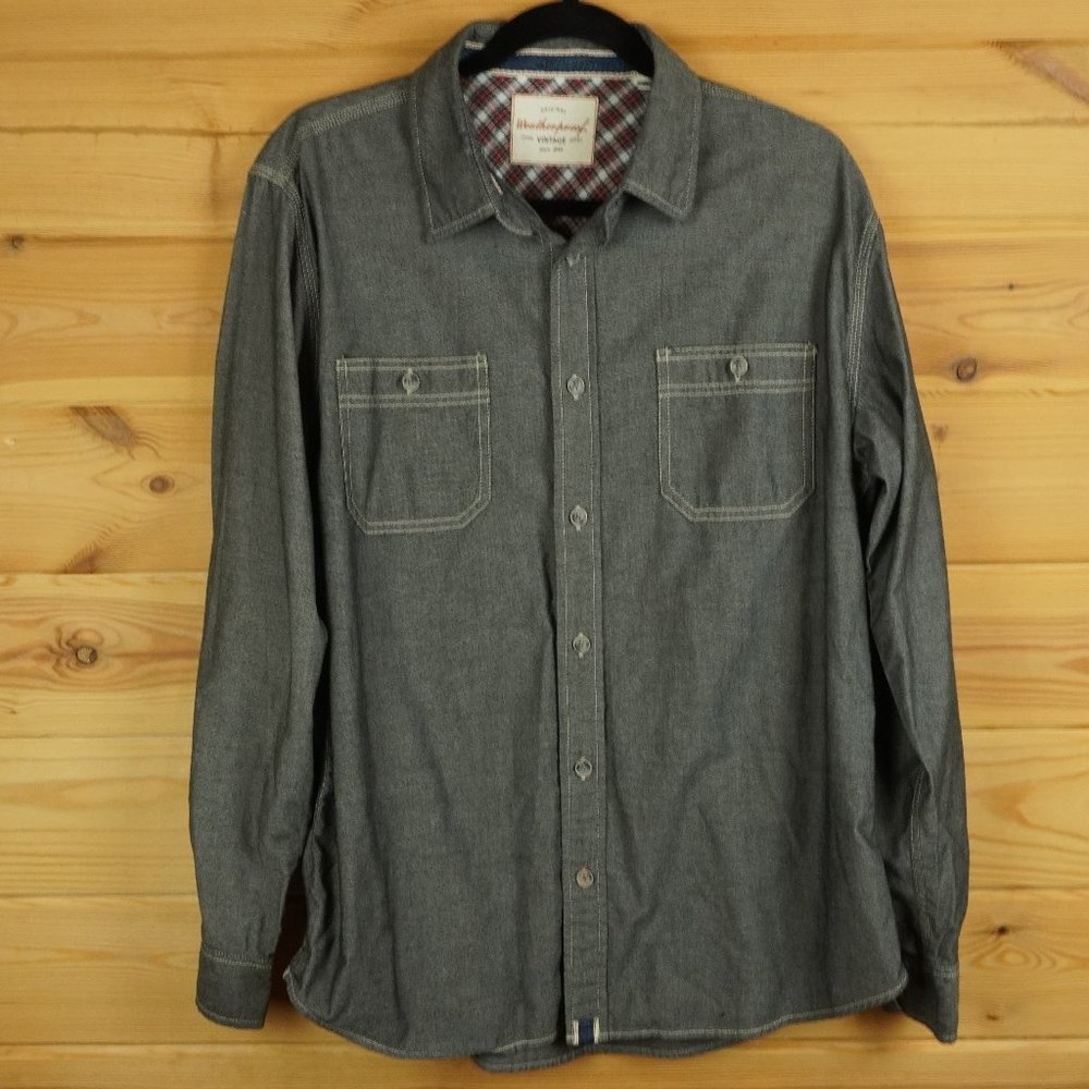 Original Waterproof‎ Vintage Gray Button Up Shirt Size Large